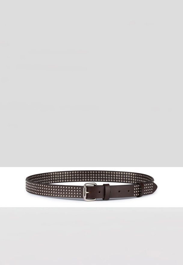 Czarny skórzany pasek z dżetami