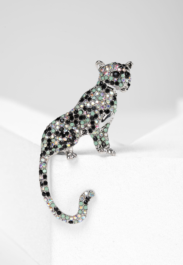 Broszka z kamykami w kształcie lamparta