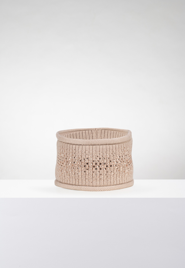 Beżowa opaska z dżetami z angorą