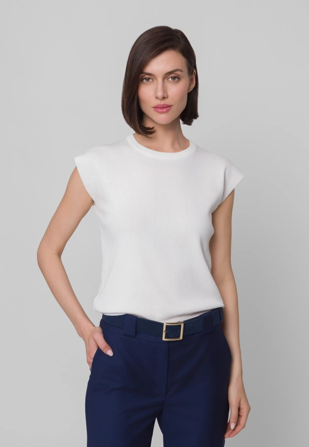 Dzianinowa bluzka z wiskozy w kolorze ecru