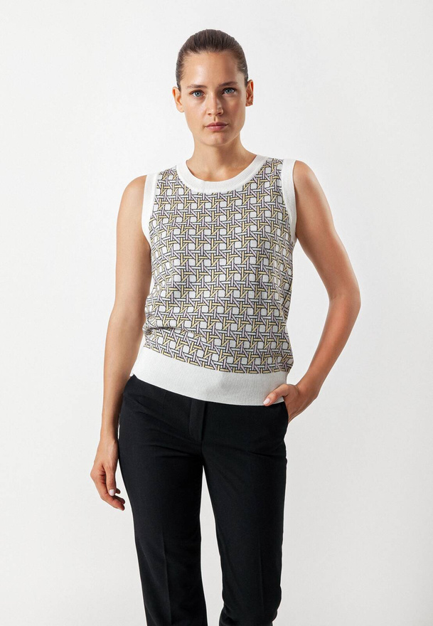 Dzianinowa kamizelka w geometryczny print