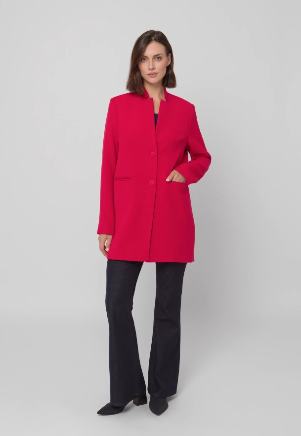 Krótki czerwony płaszcz z wiskozą