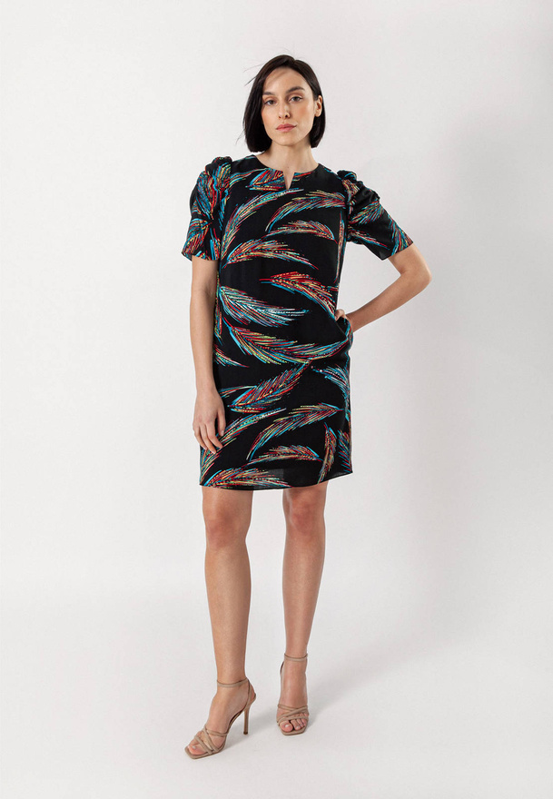 Sukienka z bufiastymi rękawami 100% wiskoza