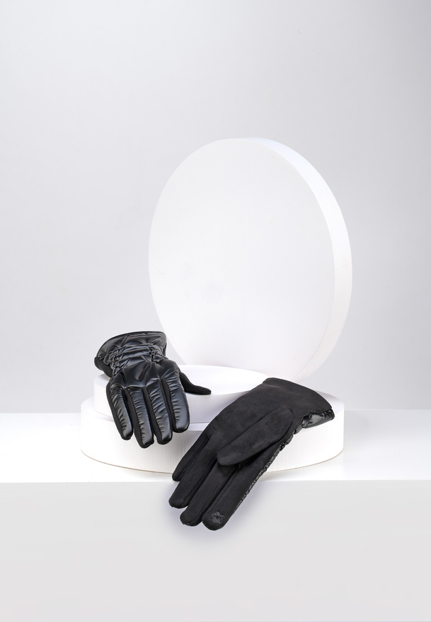 Czarne pikowane rękawiczki