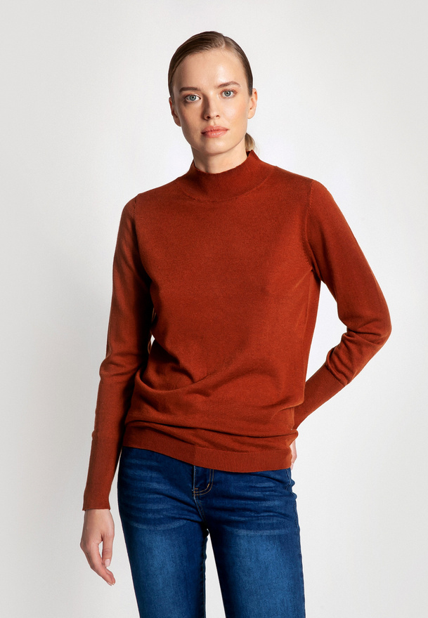 Brązowy półgolf z długim rękawem