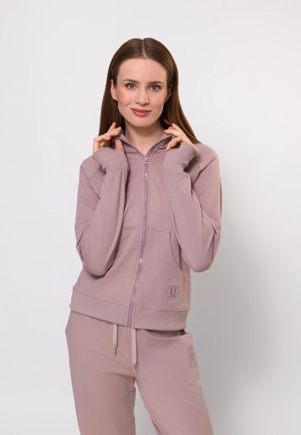 Beżowa bawełniana bluza na suwak