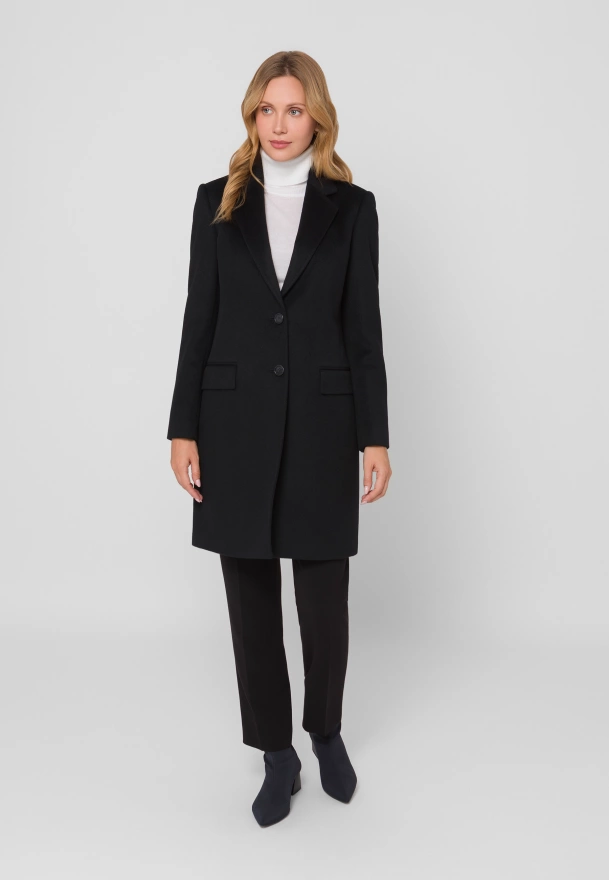 Czarny płaszcz dyplomatka 100% wełna