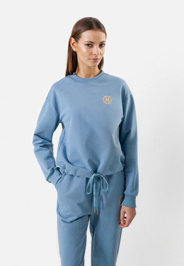 Niebieska bawełniana bluza z wiązaniem