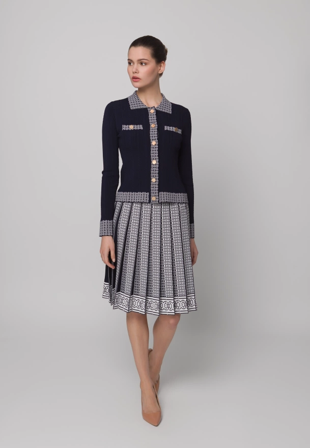 Granatowa plisowana spódnica z wiskozą