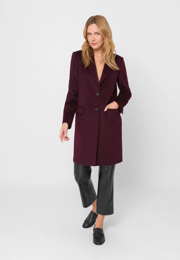 Bordowy płaszcz dyplomatka 100% wełna