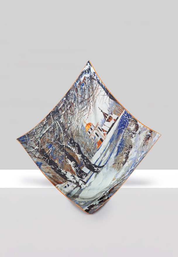 Wiskozowa apaszka z motywem zimowym