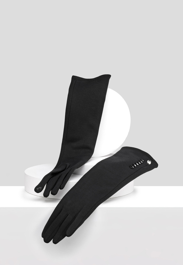 Czarne długie rękawiczki