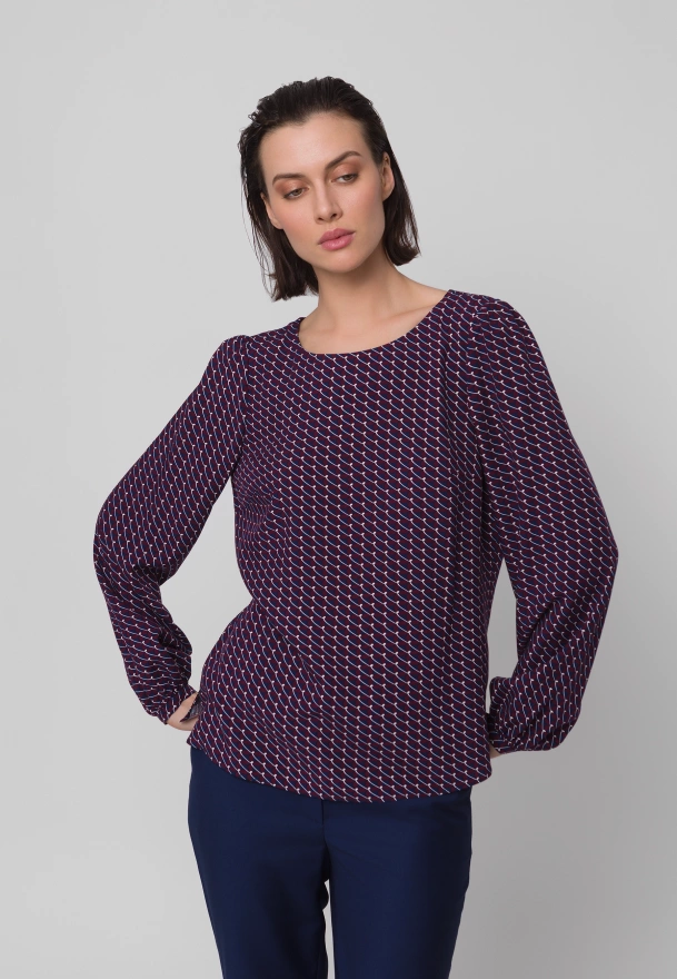 Wiskozowa bluzka z bufiastymi rękawami