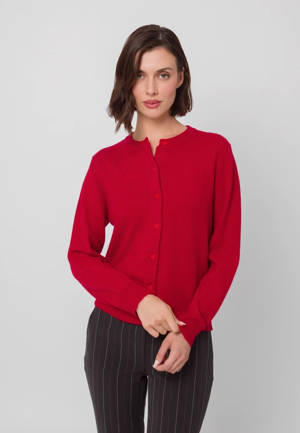 Bordowy wełniany kardigan