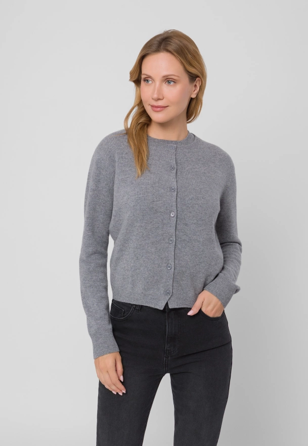 Szary kardigan z kaszmirem