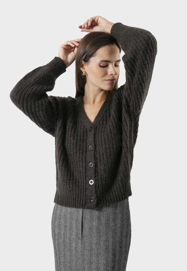 Kardigan w grafitowym kolorze z domieszką wełny i moheru