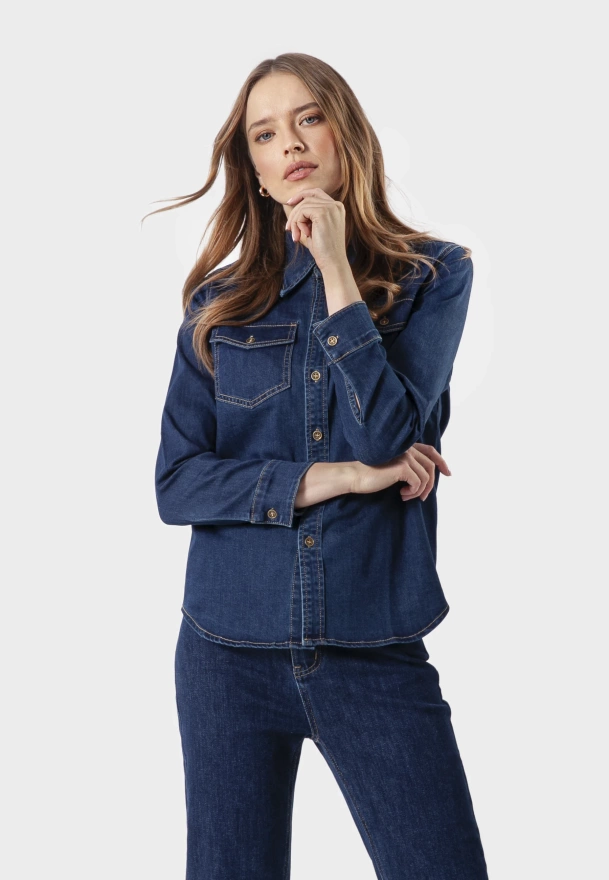 Jeansowa koszula zapinana na guziki