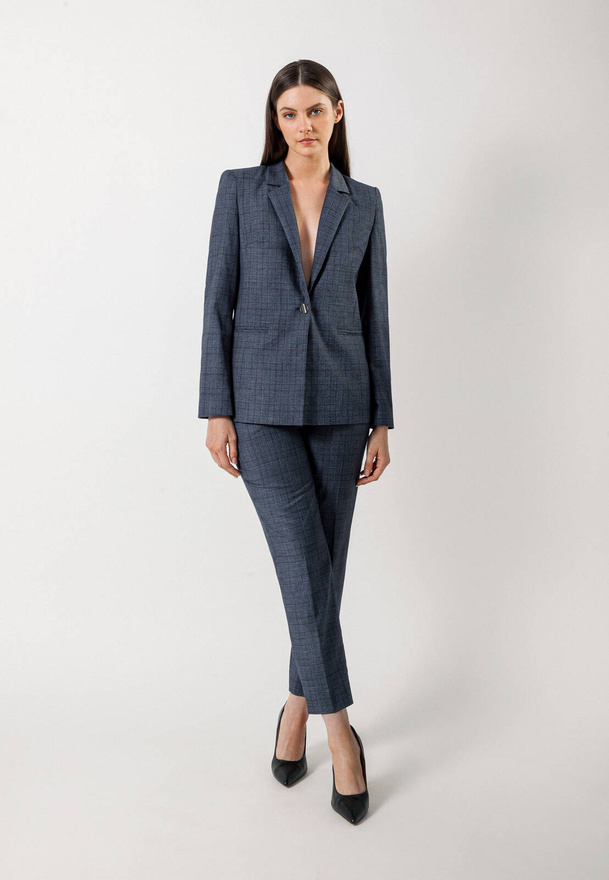 Szaro-granatowy żakiet w kratę