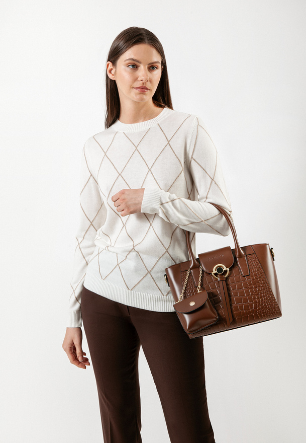 Sweter w romby w kolorze ecru