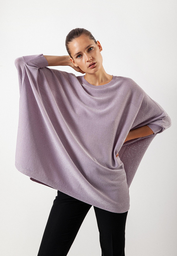 Tunika z nitką lureksową w kolorze brudnego różu