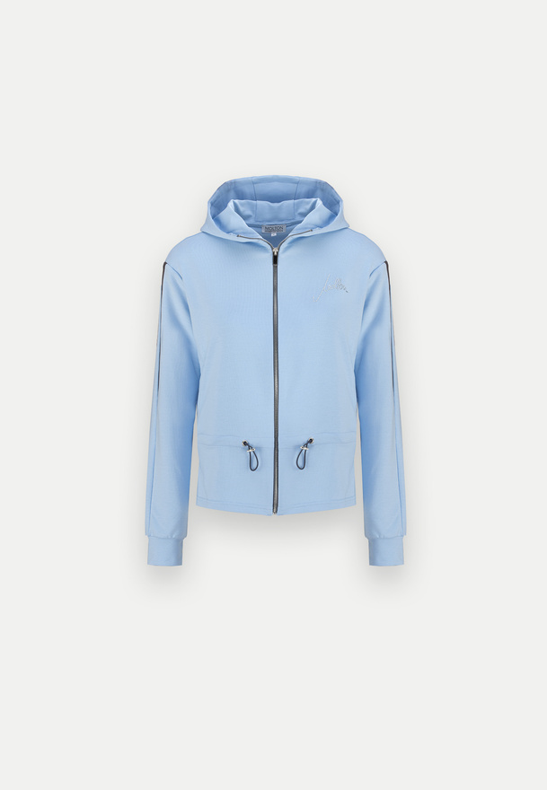 Błękitna bluza ze wstawkami