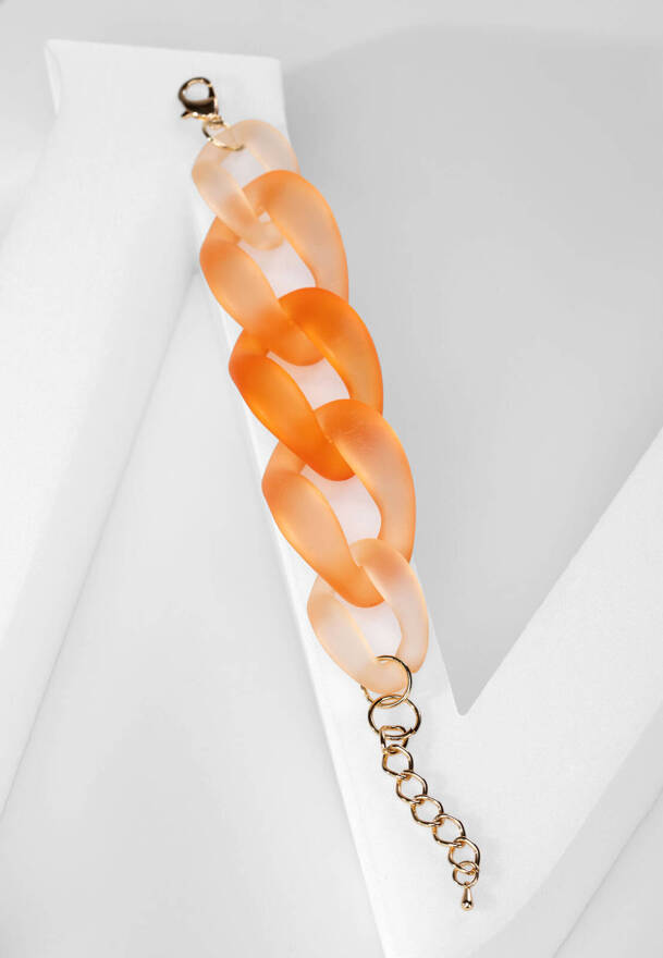 Masywna pomarańczowa bransoletka w kształcie łańcucha