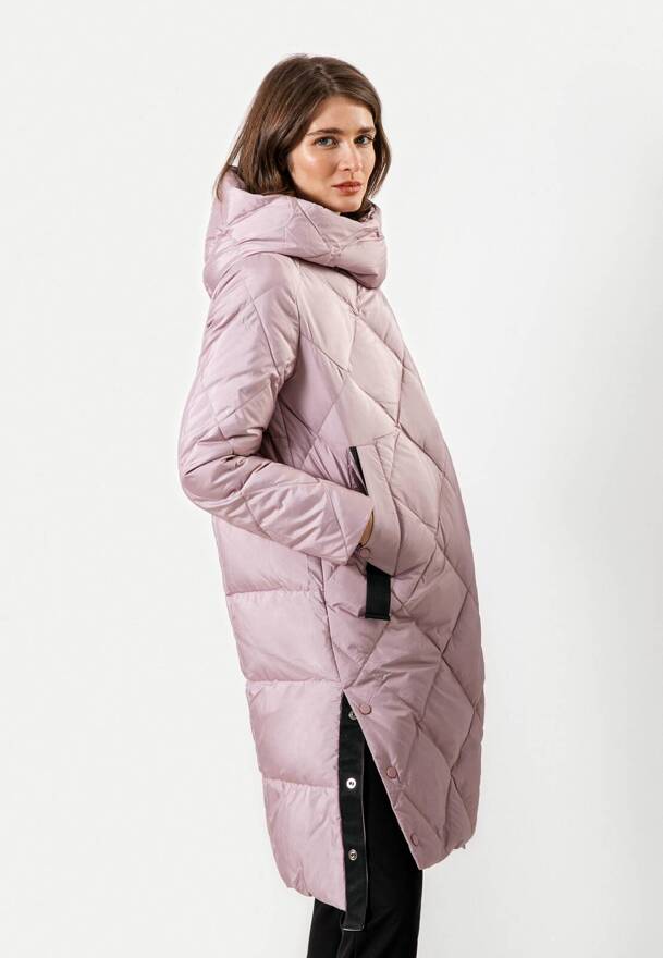 Różowa pikowana kurtka z naturalnym puchem