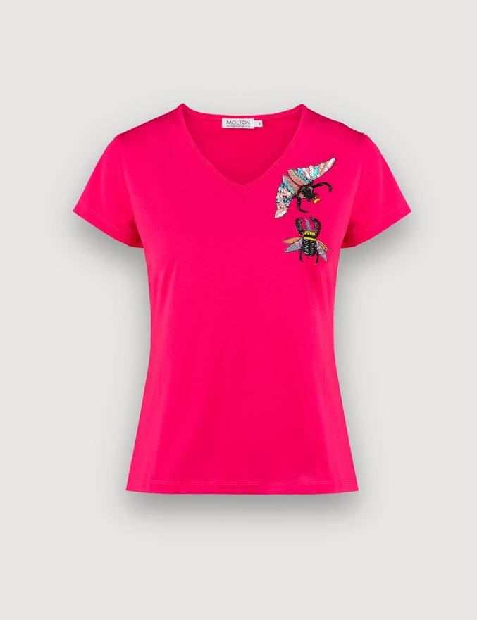 Różowy t-shirt z owadami