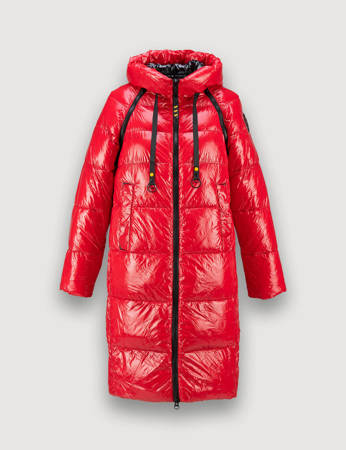 Czerwona pikowana kurtka z odpinanymi rękawami