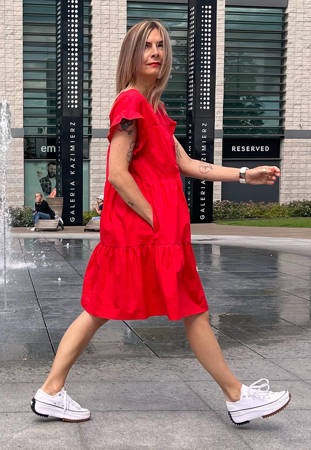 Czerwona sukienka z bawełny