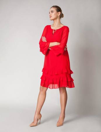 Czerwona sukienka z falbanką