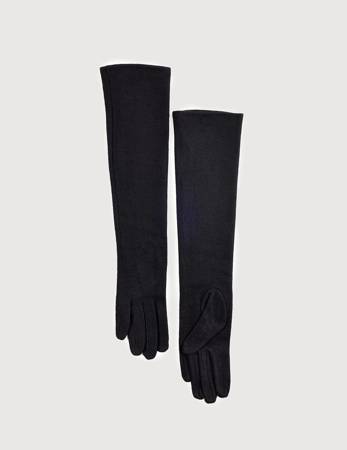 Długie czarne rękawiczki z angorą