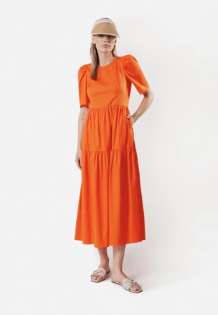 Pomarańczowa sukienka z wiązaniem
