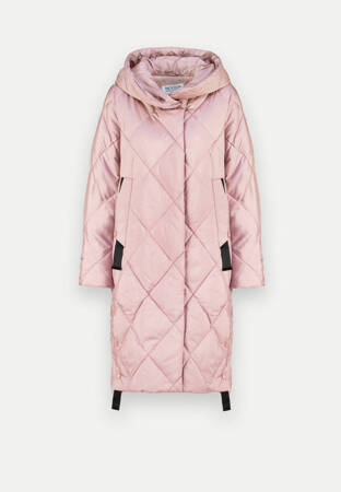 Różowa pikowana kurtka z naturalnym puchem