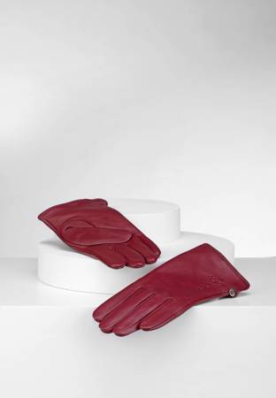 Skórzane bordowe rękawiczki z ozdobną plecionką