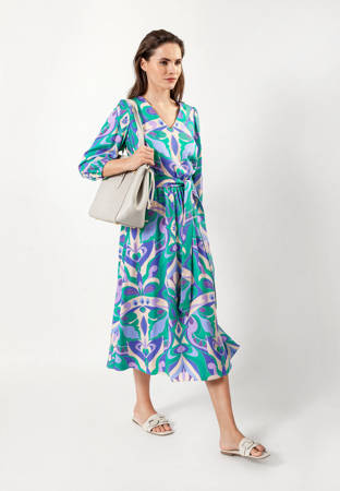 Sukienka midi z wiskozy w kolorowy print