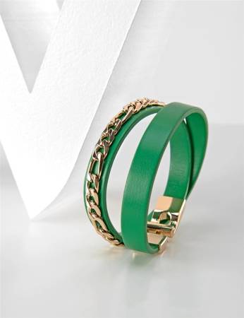 Zielona bransoleta z łańcuszkiem 
